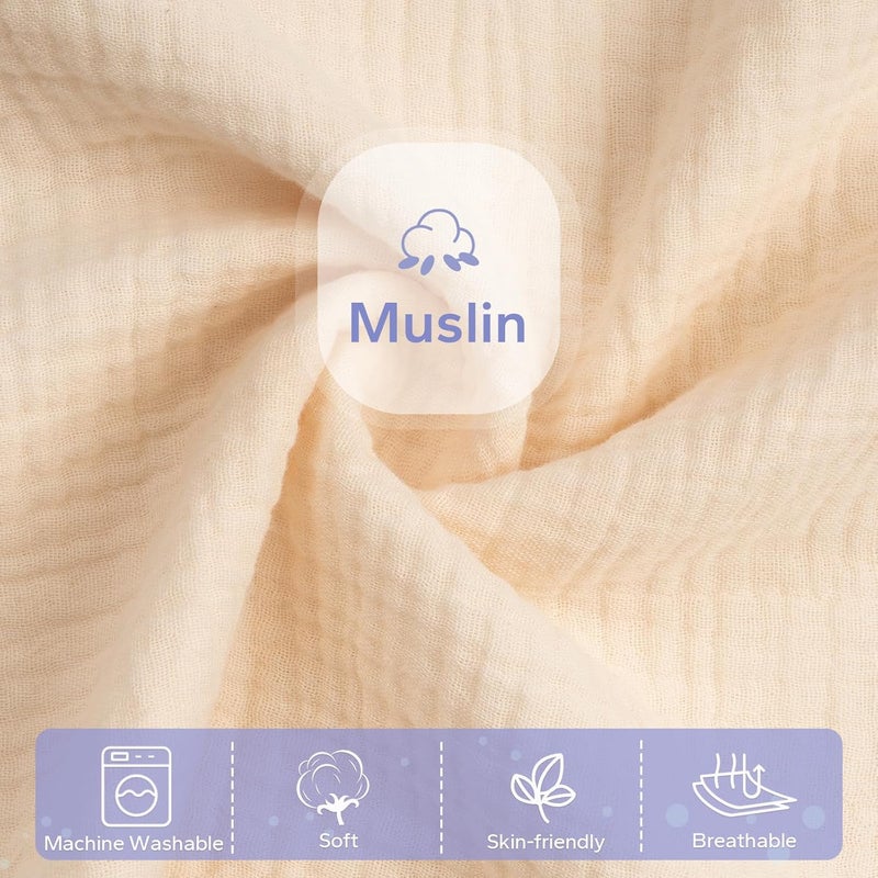FUNUPUP Muslin Baby Lounger Cover Compatible with Snuggle Me Lounger, Infant Lounger Pillow Cover for Newborn, Removable Newborn Lounger Cover for Boys and Girls, Only Cover, Beige - Image 2